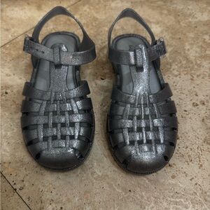 Mini Melissa Black Sandals with Perforated Design